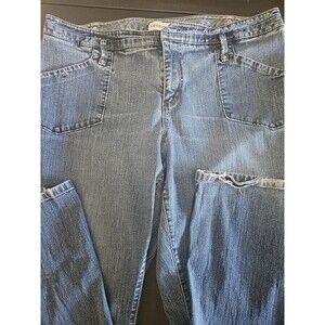 Venezia Jeans Womens 22 Blue Flared Relaxed Fit Embroidered Stretch Denim